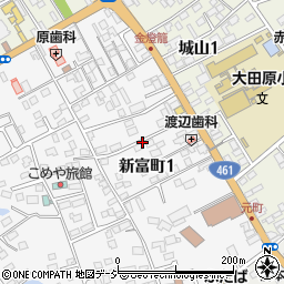 栃木県大田原市新富町1丁目周辺の地図