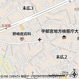 栃木県大田原市末広周辺の地図