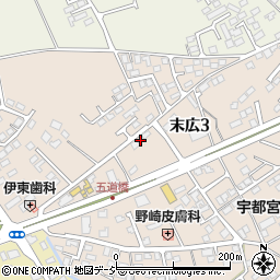 栃木県大田原市末広3丁目2829周辺の地図