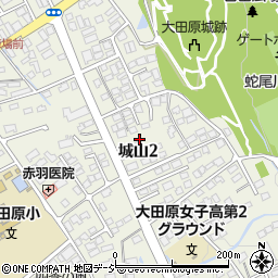 栃木県大田原市城山周辺の地図