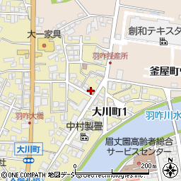 羽咋釜屋簡易郵便局周辺の地図