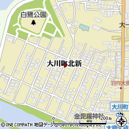 石川県羽咋市大川町北新周辺の地図