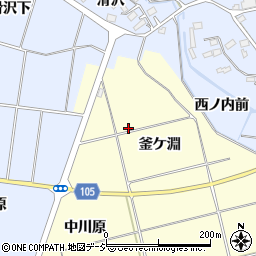 福島県いわき市沼部町釜ケ淵周辺の地図