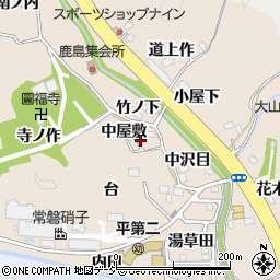 福島県いわき市常磐上矢田町中屋敷周辺の地図