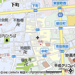 新潟県妙高市中町周辺の地図