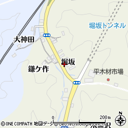 福島県いわき市内郷綴町堀坂周辺の地図