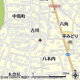 福島県いわき市平下平窪古川周辺の地図
