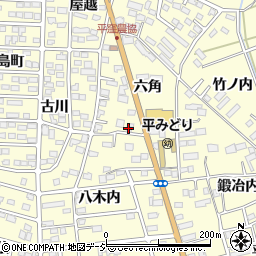 福島県いわき市平下平窪六角22周辺の地図
