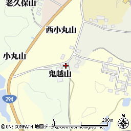 福島県白河市鬼越山周辺の地図
