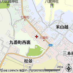 福島県白河市九番町周辺の地図