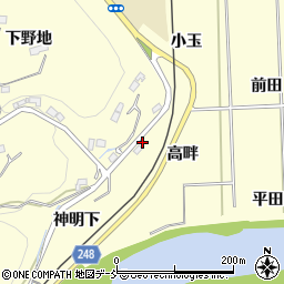 福島県いわき市小川町西小川高畔周辺の地図