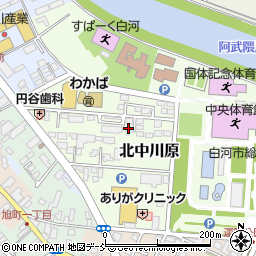 福島県白河市北中川原周辺の地図