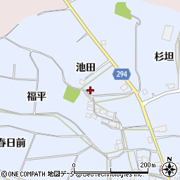 福島県須賀川市越久池田周辺の地図