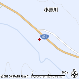 福島県昭和村（大沼郡）小野川（四百苅）周辺の地図