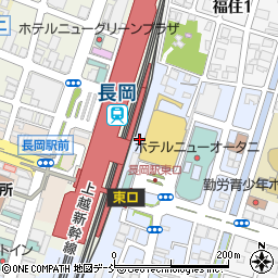 長岡駅東口　地下自転車駐車場周辺の地図