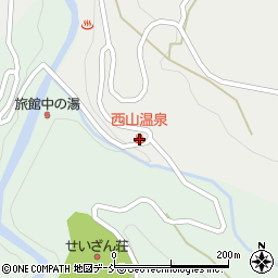 西山温泉周辺の地図