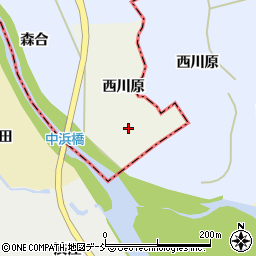 福島県浪江町（双葉郡）中浜（西川原）周辺の地図