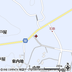 福島県田村市船引町石森稲荷林周辺の地図