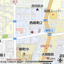 新潟県長岡市西新町2丁目周辺の地図