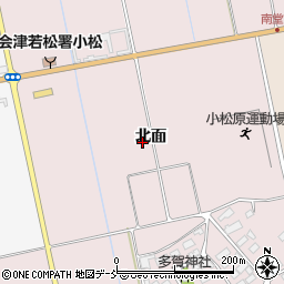 福島県会津若松市北会津町小松北面周辺の地図