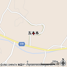 福島県田村郡三春町富沢五本木周辺の地図