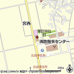 福島県会津若松市北会津町中荒井（宮西）周辺の地図