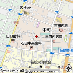 福島県会津若松市中町周辺の地図