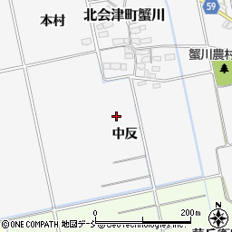 福島県会津若松市北会津町蟹川中反周辺の地図
