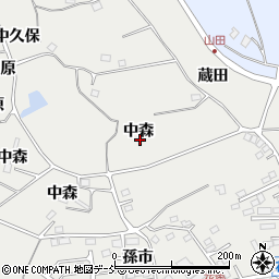 福島県本宮市青田（中森）周辺の地図