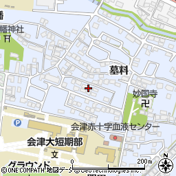 福島県会津若松市一箕町大字八幡墓料周辺の地図