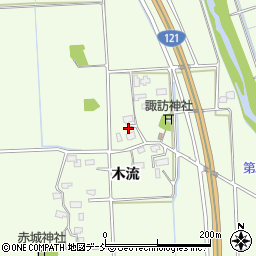 福島県会津若松市高野町木流周辺の地図