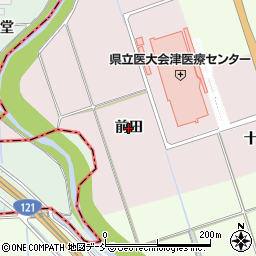 福島県会津若松市河東町谷沢（前田）周辺の地図