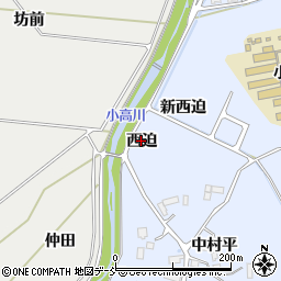 福島県南相馬市小高区吉名西迫周辺の地図