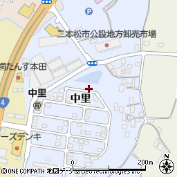 福島県二本松市中里周辺の地図