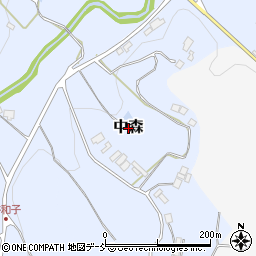 福島県二本松市中森周辺の地図