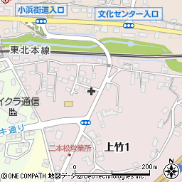 福島県二本松市上竹1丁目54周辺の地図