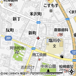 福島県喜多方市塩川町新町周辺の地図