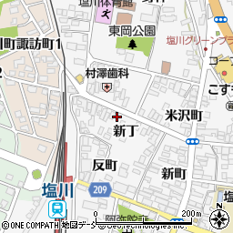 福島県喜多方市塩川町新丁周辺の地図