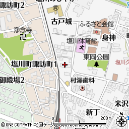 福島県喜多方市塩川町周辺の地図
