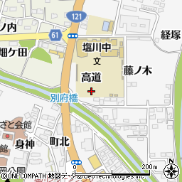 福島県喜多方市塩川町高道周辺の地図