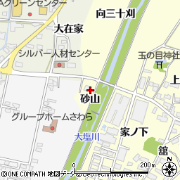 福島県喜多方市塩川町窪（砂山）周辺の地図