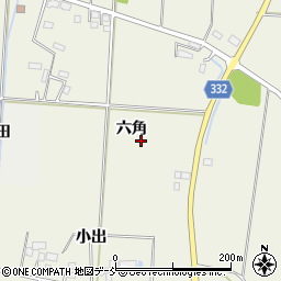 福島県喜多方市塩川町小府根（六角）周辺の地図