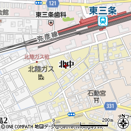 新潟県三条市北中周辺の地図