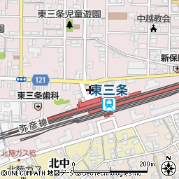 東三条駅前周辺の地図