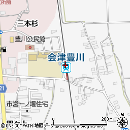 会津豊川駅周辺の地図