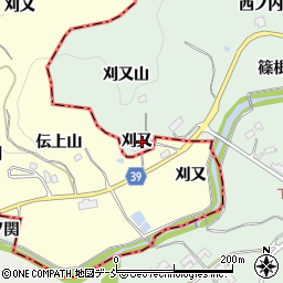 福島県二本松市下川崎刈又周辺の地図