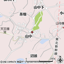 福島県二本松市米沢山中周辺の地図