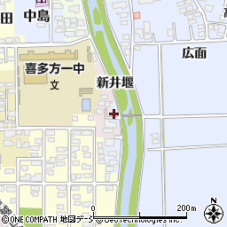 福島県喜多方市関柴町上高額（新井堰）周辺の地図