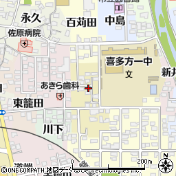 福島県喜多方市行作周辺の地図