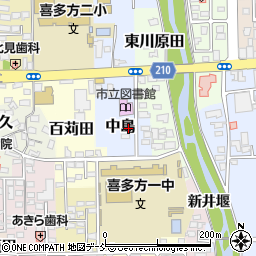 福島県喜多方市中島周辺の地図